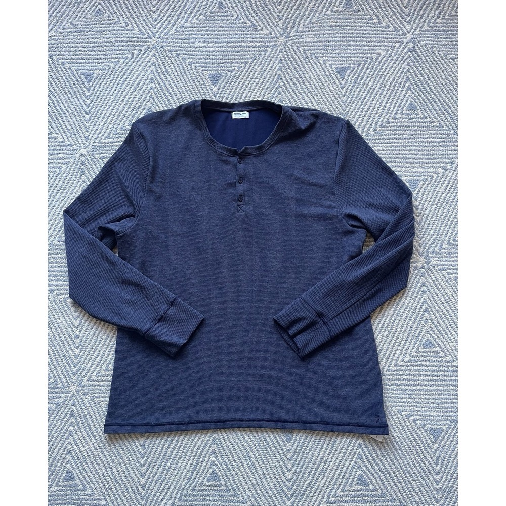 Tommy John Waffle Knit Three Button‎ Shirt - Blue - XXL